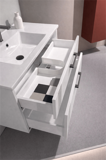 Orka Bari 65 cm Mat Beyaz Banyo Dolabı Alt Modül ve Lavabo, 5006560