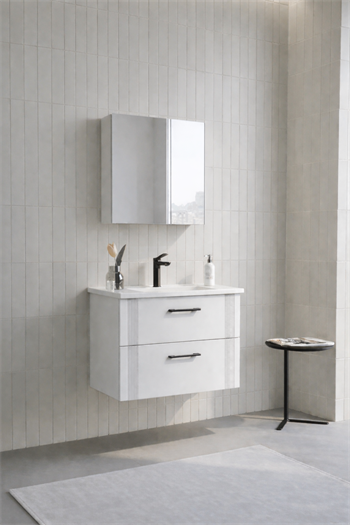 Orka Bari 65 cm Mat Beyaz Banyo Dolabı Takımı (Dolaplı Ayna), 5006584