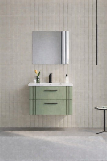 Orka Bari 65 cm Mat Soft Yeşil Banyo Dolabı Takımı (Dolaplı Ayna), 5006585