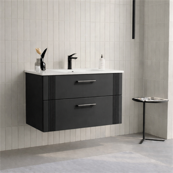 Orka Bari 85 cm Mat Antrasit Banyo Dolabı Alt Modül ve Lavabo, 5006567