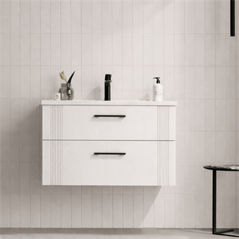 Orka Bari 85 cm Mat Beyaz Banyo Dolabı Alt Modül ve Lavabo, 5006564