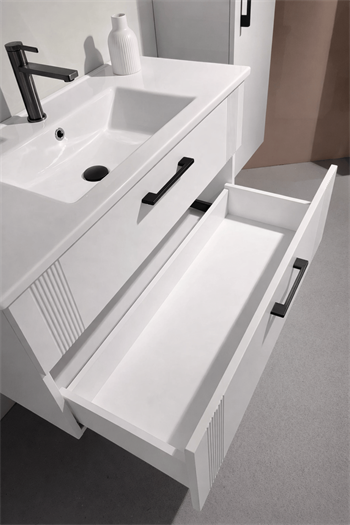 Orka Bari 85 cm Mat Beyaz Banyo Dolabı Alt Modül ve Lavabo, 5006564