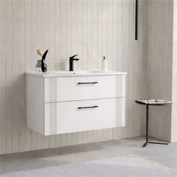 Orka Bari 85 cm Mat Beyaz Banyo Dolabı Alt Modül ve Lavabo, 5006564