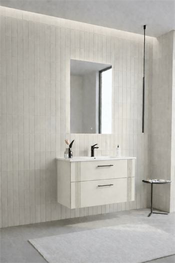 Orka Bari 85 cm Mat Kaşmir Banyo Dolabı Takımı (Ledli Ayna) , 5008246