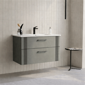 Orka Bari 85 cm Mat Soft Yeşil Banyo Dolabı Alt Modül ve Lavabo, 5006565