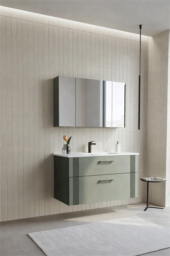 Orka Bari Banyo Dolabı Takımı, 100 cm, Mat Soft Yeşil (Dolaplı Ayna), 5006593