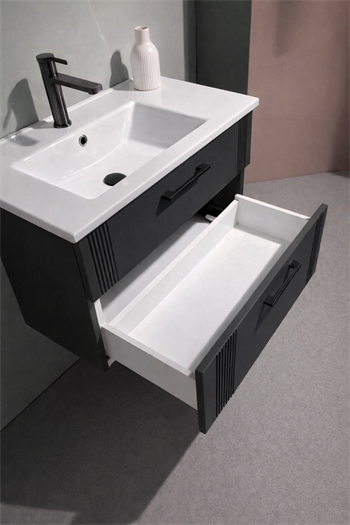 Orka Bari Banyo Dolabı Takımı, 65 cm, Mat Antrasit (Ledli Ayna), 5006575