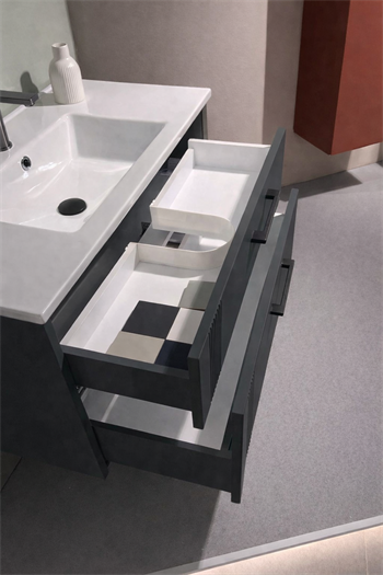 Orka Bari Banyo Dolabı Takımı, 65 cm, Mat Antrasit (Ledli Ayna), 5006575