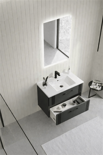 Orka Bari Banyo Dolabı Takımı, 65 cm, Mat Antrasit (Ledli Ayna), 5006575