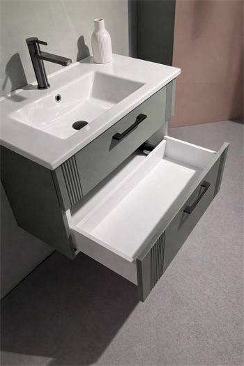 Orka Bari Banyo Dolabı Takımı, 65 cm, Mat Soft Yeşil (Ledli Ayna), 5006573