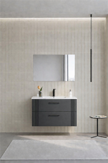 Orka Bari Banyo Dolabı Takımı, 85 cm, Mat Antrasit (Dolaplı Ayna), 5006591