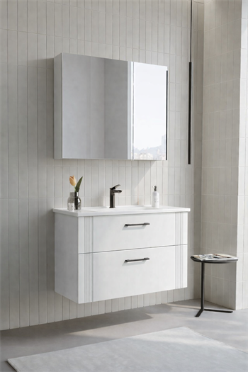 Orka Bari Banyo Dolabı Takımı, 85 cm, Mat Beyaz (Dolaplı Ayna), 5006588