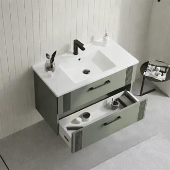 Orka Bari Banyo Dolabı Takımı, 85 cm, Mat Soft Yeşil (Dolaplı Ayna), 5006589