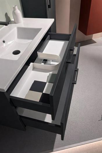 Orka Bari Banyo Dolabı Takımı, 85 cm, Mat Antrasit (Dolaplı Ayna), 5006591