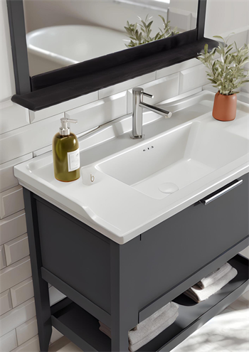 Orka Bastle 100 cm Antrasit Banyo Dolabı Alt Modül ve Lavabo