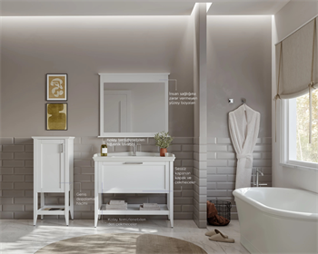 Orka Bastle 100 cm Beyaz Banyo Dolabı Takımı Ve Boy Dolabı 