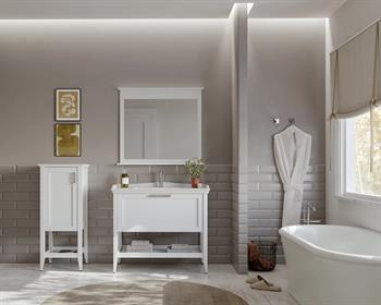 Orka Bastle 100 cm Beyaz Banyo Dolabı Takımı Ve Boy Dolabı 