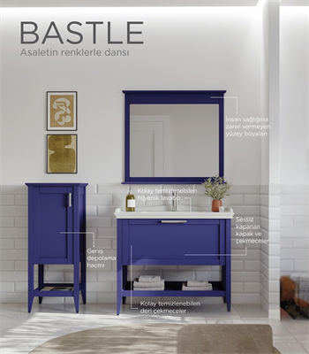 Orka Bastle 100 cm Lacivert Banyo Dolabı Takımı Ve Boy Dolabı