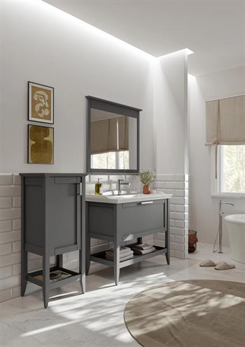 Orka Bastle 100 cm Mat Gri Banyo Dolabı Takımı