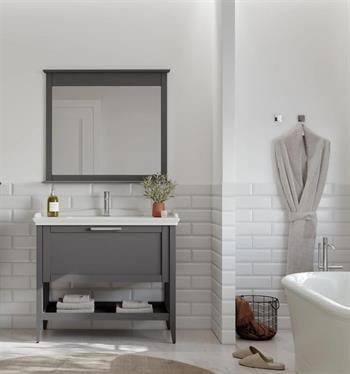 Orka Bastle 100 cm Mat Gri Banyo Dolabı Takımı