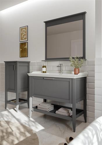 Orka Bastle 100 cm Mat Gri Banyo Dolabı Takımı