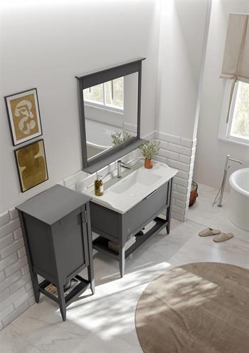 Orka Bastle 100 cm Mat Gri Banyo Dolabı Takımı