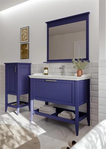 Orka Bastle 100 cm Mat Lacivert Banyo Dolabı Takımı