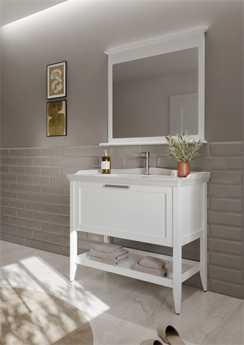 Orka Bastle Banyo Dolabı Takımı, 100 cm, Mat Beyaz, 5002558, 5002557