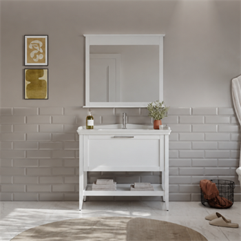 Orka Bastle Banyo Dolabı Takımı, 100 cm, Mat Beyaz, 5002558, 5002557