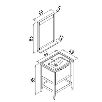 Orka Bastle 65 cm Antrasit Banyo Dolabı Takımı