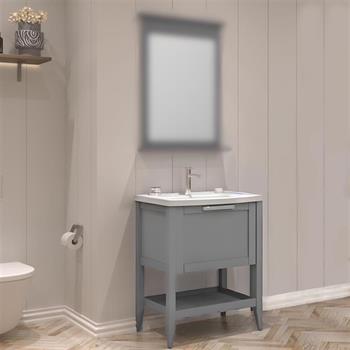 Orka Bastle 65 cm Mat Gri Banyo Dolabı Takımı