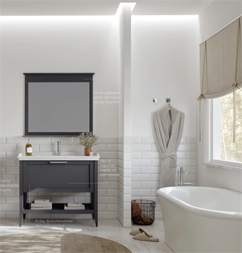 Orka Bastle 80 cm Antrasit Banyo Dolabı Takımı