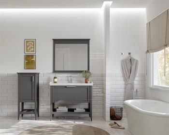 Orka Bastle 80 cm Gri Banyo Dolabı Takımı Ve Boy Dolabı