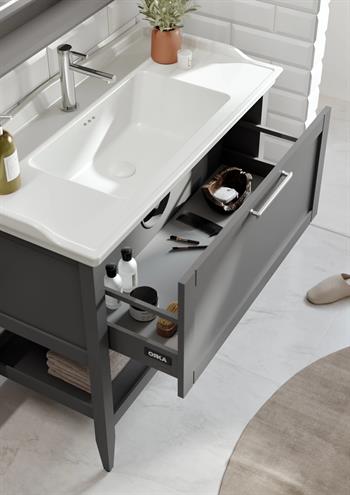 Orka Bastle 80 cm Gri Banyo Dolabı Takımı Ve Boy Dolabı