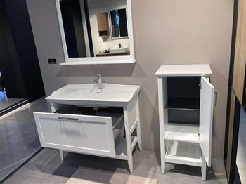 Orka Bastle 80 cm Mat Beyaz Banyo Dolabı Takımı