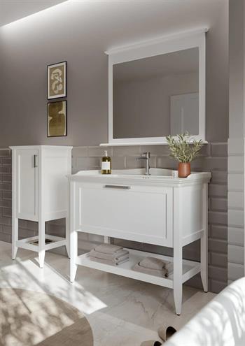 Orka Bastle 80 cm Mat Beyaz Banyo Dolabı Takımı