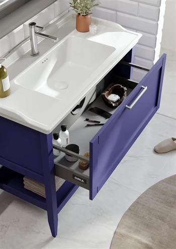 Orka Bastle 80 cm Mat Lacivert Banyo Dolabı Takımı