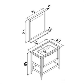 Orka Bastle 80 cm Mat Lacivert Banyo Dolabı Takımı