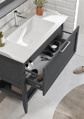 Orka Bastle Banyo Dolabı Takımı, 100 cm, Mat Antrasit, 5002559