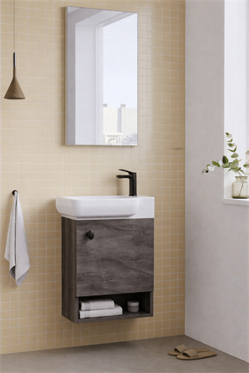 Orka Begonya Banyo Dolabı Takımı, 55 cm, İrony (Alüminyum Çerçeveli Ayna), 5000064