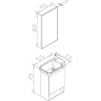 Orka Begonya Banyo Dolabı Takımı, 55 cm, İrony (Alüminyum Çerçeveli Ayna), 5000064