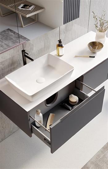 Orka Biella 120 cm Antrasit Banyo Dolabı Takımı