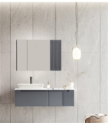 Orka Biella 120 cm Antrasit Banyo Dolabı Takımı