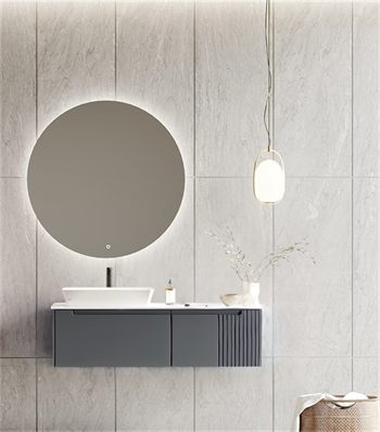 Orka Biella 120 cm Antrasit Ledli Banyo Dolabı Takımı