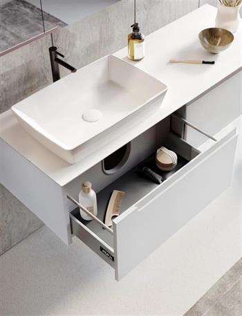 Orka Biella 120 cm Beyaz Ledli Banyo Dolabı Takımı