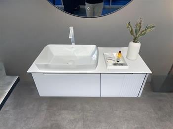 Orka Biella 120 cm Beyaz Ledli Banyo Dolabı Takımı