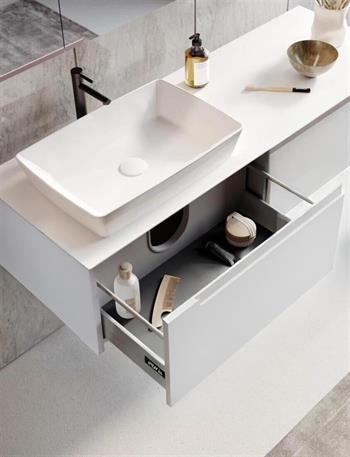 Orka Biella 120 cm Mat Beyaz Banyo Dolabı Alt Modül ve Lavabo