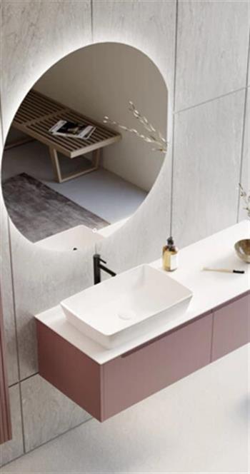 Orka Biella 120 cm Pudra Ledli Banyo Dolabı Takımı