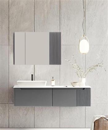 Orka Biella 140 cm Antrasit Banyo Dolabı Alt Modül ve Lavabo