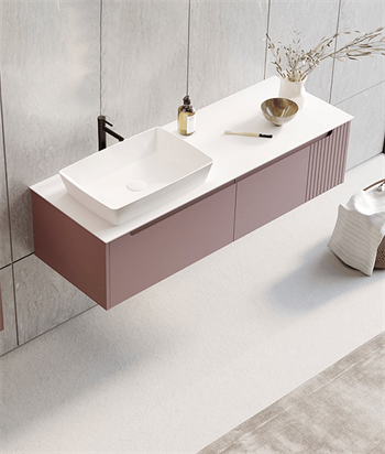Orka Biella 140 cm Pudra Banyo Dolabı Alt Modül ve Lavabo